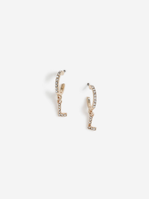 **initial L Drop Hoop Earrings