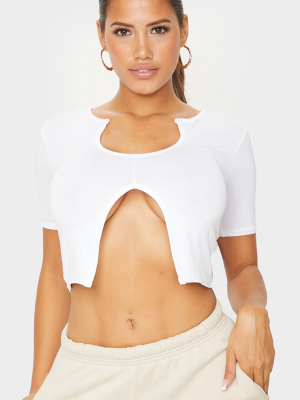 Shape White Jersey Short Sleeve Cut Out Crop Top