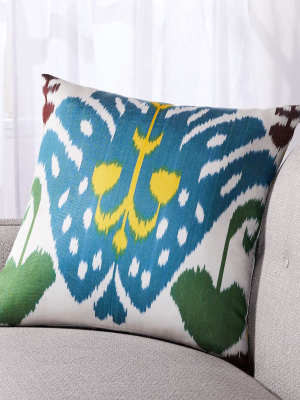 Silk Ikat Pillow Blue Arrow 20"