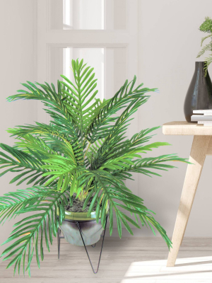 24" X 22" Artificial Phoenix Palm In Ceramic Pot With Stand - Lcg Florals