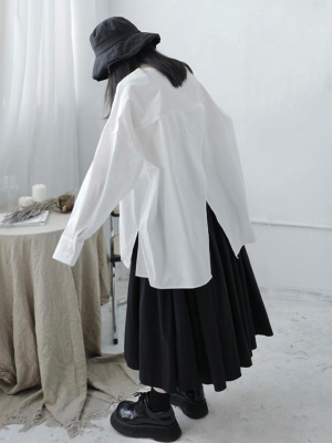 Saburo Irregular Long Sleeve Shirt - White