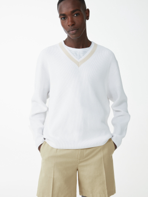 Organic Cotton Deep V-neck Sweater