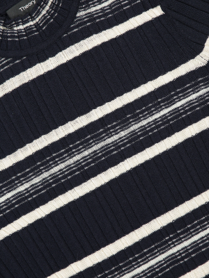 Women's Stripe Rib Short Sleeve Top