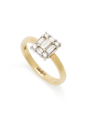 Clarity Cube Yellow-gold And Diamond Ring