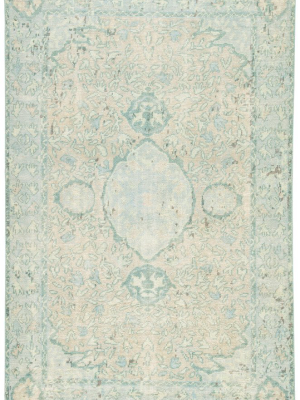 Alessia Hand-knotted Bordered Aqua & Beige Area Rug