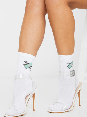 White Dollar Wing Socks