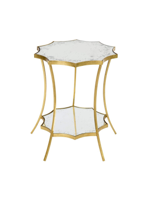 Astre Curved Mirror Side Table Two Tier