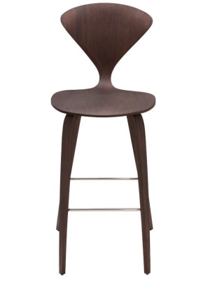 Walnut Satine Bar Stool With 16.3" Seat Back Height In Various Colors And Finishes