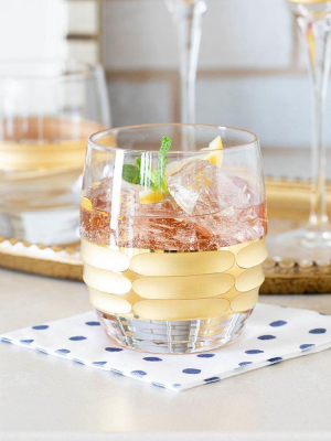 Vietri Raffaello Banded Double Old Fashioned - Gold & Clear