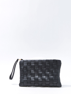 Faux Leather Crosshatch Clutch