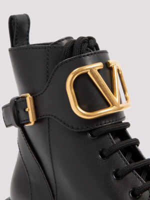 Valentino Vlogo Plaque Combat Boots