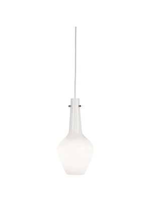 Capri Pendant In White Cased Glass W/ Polished Nickel Accents