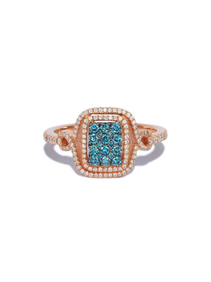 Effy Bella Bleu 14k Rose Gold Blue And White Diamond Ring, 0.52 Tcw