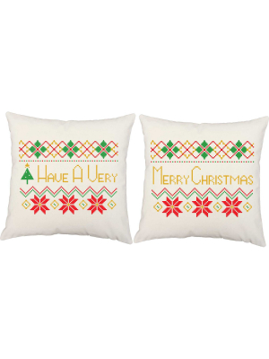 Set Of 2 Roomcraft Christmas Decoration Holiday Pillows