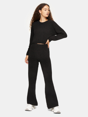 Black Boucle Knitted Pants