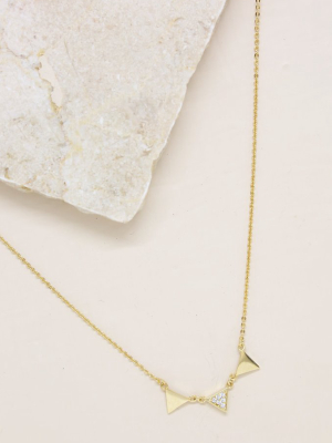 Three Point 18k Gold Plated Crystal Necklace