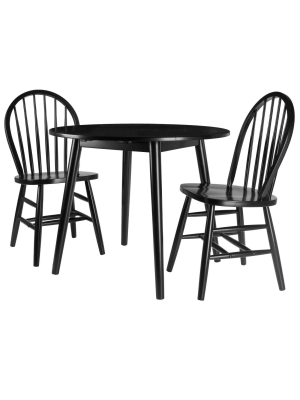 3pc Moreno Drop Leaf Table With Chairs Black - Winsome