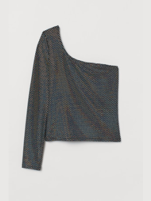 Velour One-shoulder Top