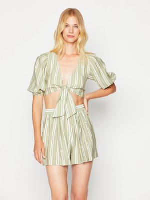 Magda Tie-front Striped Crop Top