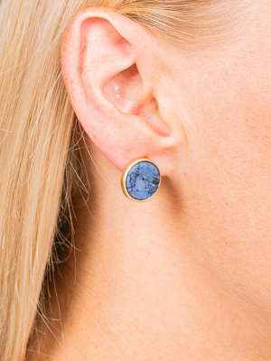 Trisha Marbled Button Earrings