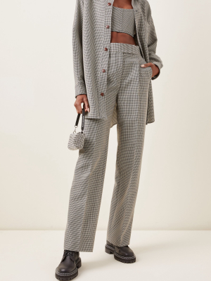 Pleated High-rise Houndstooth Wool-blend Trousers