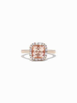 Effy Blush 14k Rose Gold Morganite And Diamond Ring, 2.16 Tcw