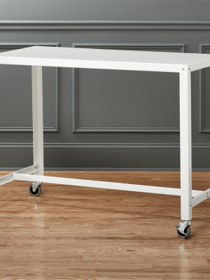 Go-cart White Rolling Counter Table-stand Up Desk