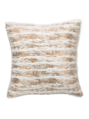 15"x15" Down Filled Foil Print Faux Fur Throw Pillow - Saro Lifestyle