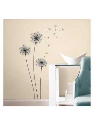 14 Whimsical Dandelion Peel And Stick Wall Decal Black - Roommates