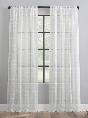 Plaid Anti-dust Sheer Curtain Panel - Clean Window