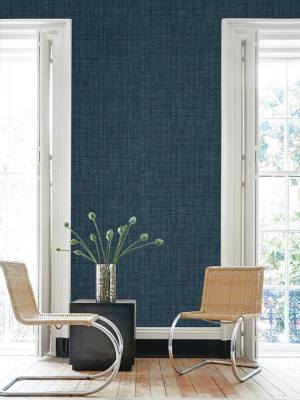 Raffia Wallpaper In Navy From The Caspia Collection By Wallquest