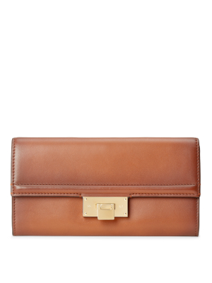 Burnished Calfskin Hinge-lock Wallet