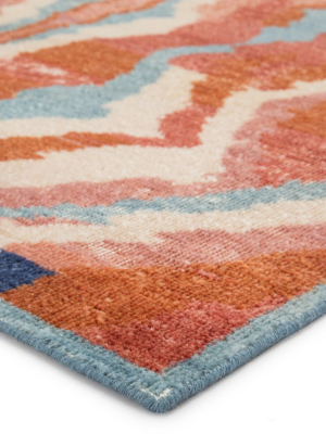 Woodstock Hand-knotted Abstract Red & Blue Area Rug