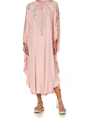 Kaftan With High Collar Stand Luxe Pink