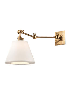 Hillsdale 1 Light Swing Arm Wall Sconc Aged Brass