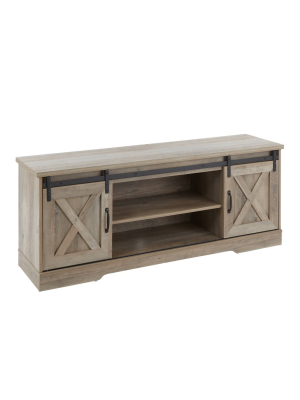 60" Harper Contemporary Farmhouse Tv Stand Metal And Wood - Lumisource