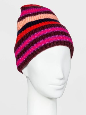 Women's Striped Beanie - A New Day™