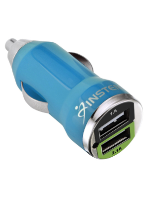 Insten 2-port Dual Usb 2.1a Car Charger Adapter For Iphone 11 Pro Max Xs X 8 8+ Ipad Mini Air Pro Samsung S9 S10 S10e Note 10 Smartphone Android, Blue