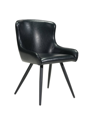 Set Of 2 Modern Faux Leather Dining Chair Black - Zm Home