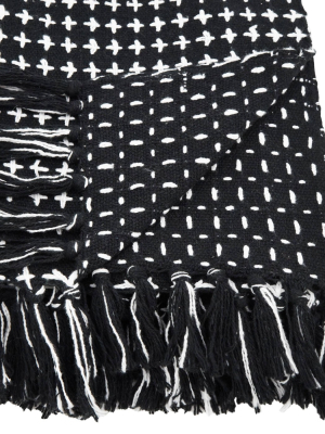 Cross Thread Throw Blanket Black - Saro Lifestyle