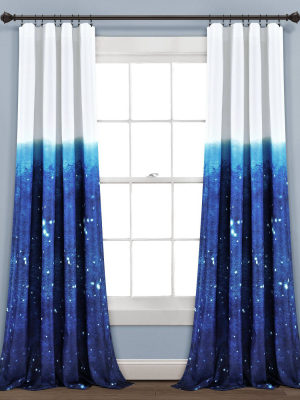 52"x84" Make A Wish Space Star Ombre Window Curtain Panels Navy/white Set - Lush Décor