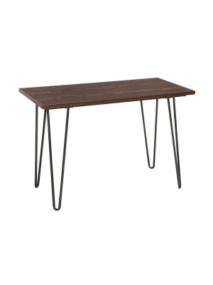 44" Home Retro Writing Desk With Hairpin Legs Gray/wenge - Ofm