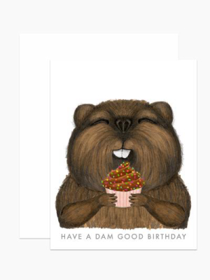 Beaver With Cupcake Birthday Card - Dh5