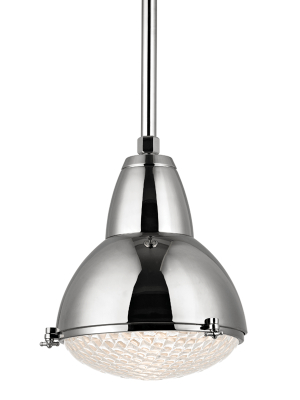 Hudson Valley Lighting Belmont Pendant - Polished Nickel & Clear Ribbed Outside