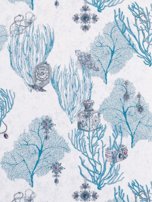 Sample Coralino Wallpaper In Blue From The Deya Collection By Matthew Williamson