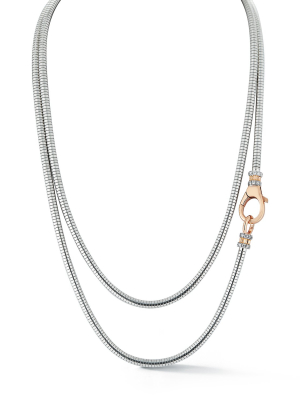 Clive 18k Rose Gold And Diamond Clasp On Sterling Silver Boa Chain