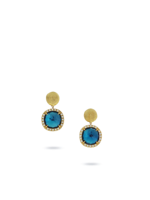 Marco Bicego® Jaipur Color Collection 18k Yellow Gold London Blue Topaz And Diamond Small Drop Earrings