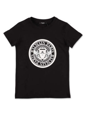 Balmain Kids Logo Crest Print T-shirt