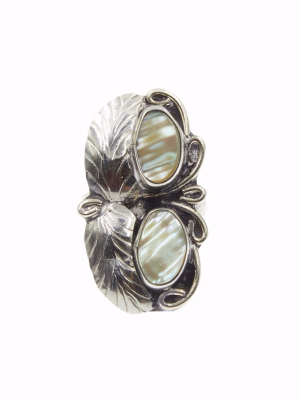 Two Raven Two Stone Ring, Abalone