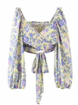 'angela' Floral Wrap Tied Top